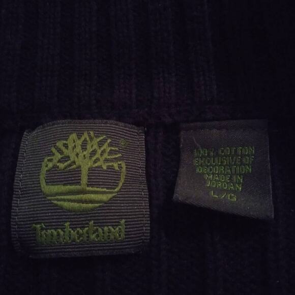 Timberland Black Quarter Zip Pullover Knit Sweater Sz Large - Picture 4 of 6
